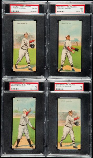 1911 T201 MECCA DOUBLEFOLDERS LOT OF 9 ALL PSA GRADED INC WHEAT AND MCGINNITY