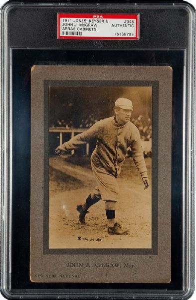 1911 JOHN MCGRAW JONES, KEYSER AND ARRAS CABINET CARD (ONLY 3 KNOWN) AUTHENTIC PSA