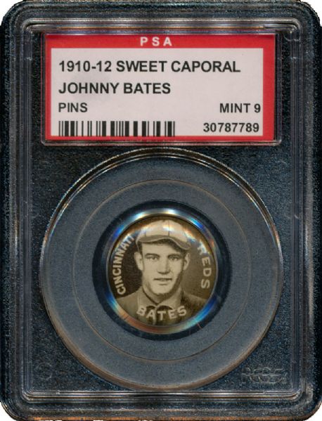 1910 P2 SWEET CAPORAL PIN JOHNNY BATES MINT PSA 9 (1/1)