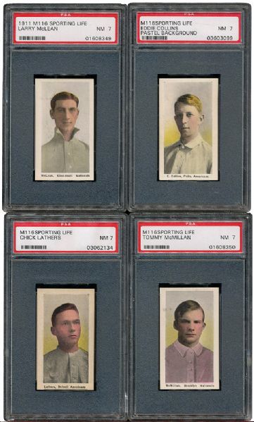 1910 M116 SPORTING LIFE NM PSA 7 LOT OF 5 INCLUDING EDDIE COLLINS