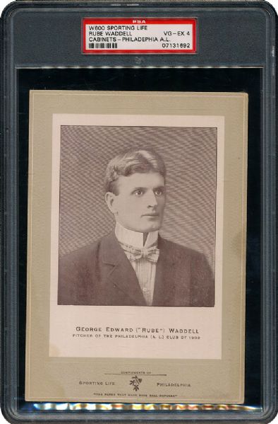 1902-11 W600 SPORTING LIFE CABINET RUBE WADDELL VG-EX PSA 4