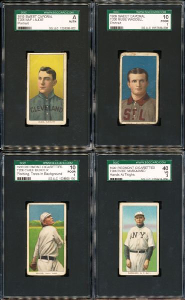 1909-11 T206 SGC (6) AND PSA (1) GRADED LOT OF 7 HALL OF FAMERS