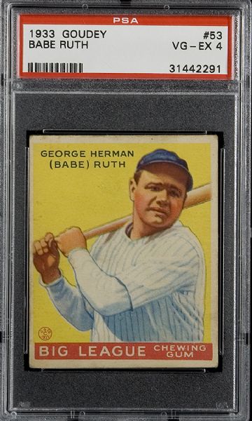 1933 Goudey #53 Babe Ruth PSA 4 VG-EX  