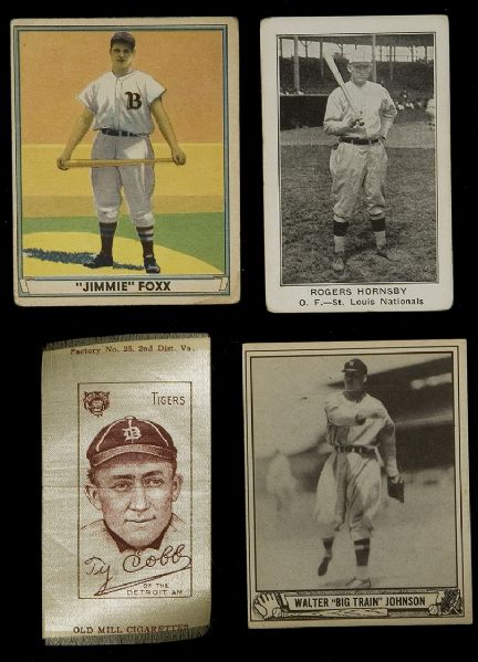 Group of 10 Pre-War Hall of Famers including Cobb, Foxx, Johnson (2) & Hornsby (2)  