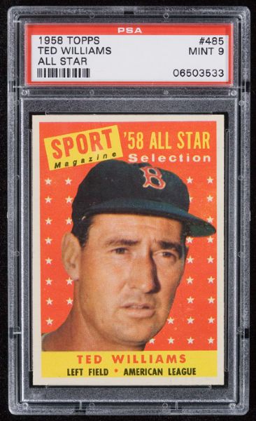 1958 Topps #485 Ted Williams All Star PSA 9 MINT 