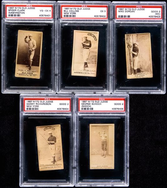 1887 N172 OLD JUDGE PSA GRADED LOT OF 5 DIFFERENT