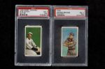 1909-11 T206 BROWNE (CHICAGO) PSA 7 (OC) AND DONLIN (SEATED) PSA 7 (MK)