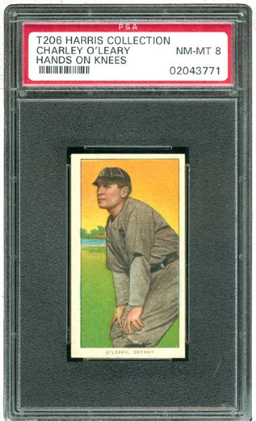 1909-11 T206 HARRIS COLLECTION CYCLE BACK CHARLEY OLEARY (HANDS ON KNEES) PSA 8 NM-MT