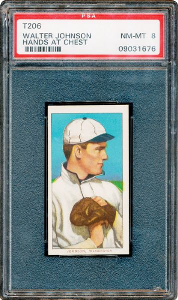 1909-11 T-206 WALTER JOHNSON (HANDS AT CHEST) PSA 8 NM-MT
