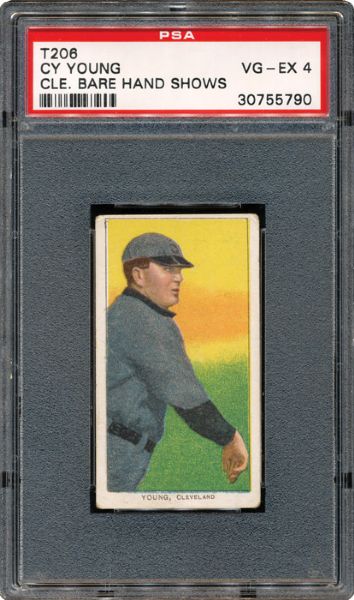 1909-11 T206 CY YOUNG (CLEVELAND BARE HAND SHOWS) PSA 4 VG-EX
