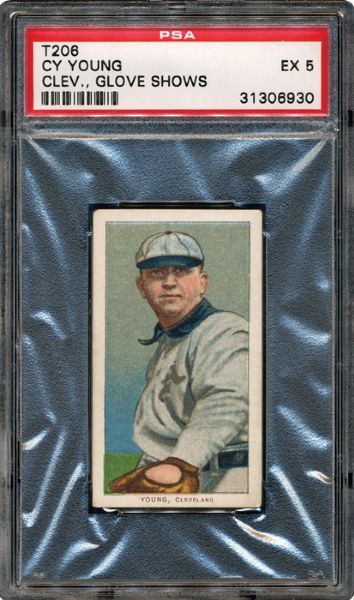1909-11 T206 CY YOUNG (GLOVE SHOWS) PSA 5 EX