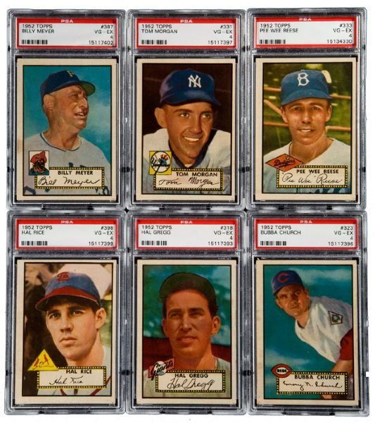 1952 TOPPS PSA 4 GRADED LOT OF 12 HIGH NUMBERS INCLUDING REESE