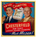 1950S "NEW YORK CHAMPIONS" CHESTERFIELD ADVERTISING DISPLAY FEATURING CASEY STENGEL AND LEO DUROCHER