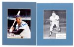 MICKEY MANTLE SIGNED 8X10 COLOR PHOTO AND (3) VINTAGE AD DISPLAYS