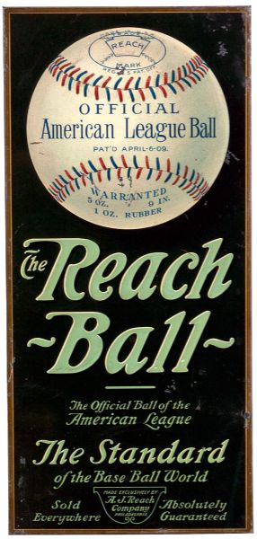 C.1910 REACH TIN LITHO BASEBALL ADVERTISING DISPLAY SIGN