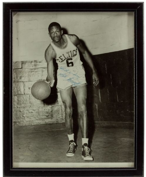 RED AUERBACHS OWN BILL RUSSELL VINTAGE ROOKIE-ERA SIGNED PHOTOGRAPH