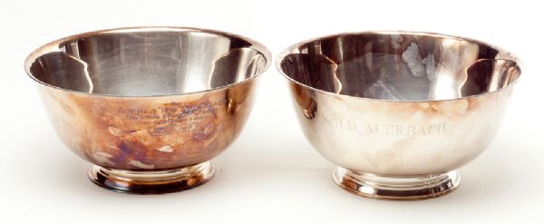PAIR OF "SONS OF LIBERTY" SILVER BOWLS PRESENTED TO RED AUERBACH