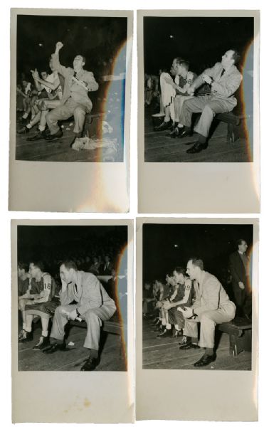 RED AUERBACHS GROUP OF (4) 1940S WASHINGTON CAPITOLS GAME ACTION PHOTOS