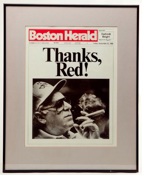 RED AUERBACHS 1988 BOSTON HERALD "THANKS RED" COVER