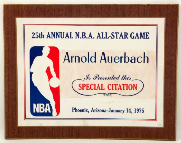 NBA ALL-STAR GAME 25TH ANNIVERSARY SPECIAL CITATION PRESENTED TO RED AUERBACH