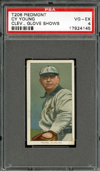 1909-11 T206 CY YOUNG (CLEVELAND, GLOVE SHOWS) VG-EX PSA 4 