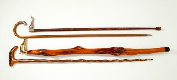 RED AUERBACHS WOODEN WALKING STICKS AND SHILLELAGH 