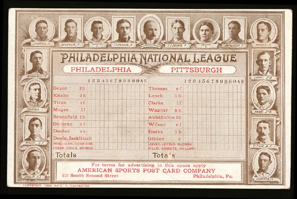 1908 PHILADELPHIA PHILLIES TEAM POSTCARD 