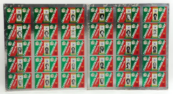 PAIR OF 1976-77 CANADA DRY PHILADELPHIA 76ERS PROOF SHEETS WITH JULIUS ERVING
