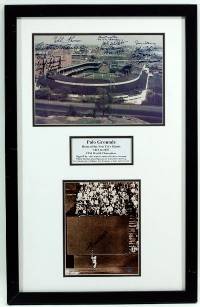 JULIUS "DR. J." ERVINGS NEW YORK GIANTS POLO GROUNDS AUTOGRAPHED DISPLAY