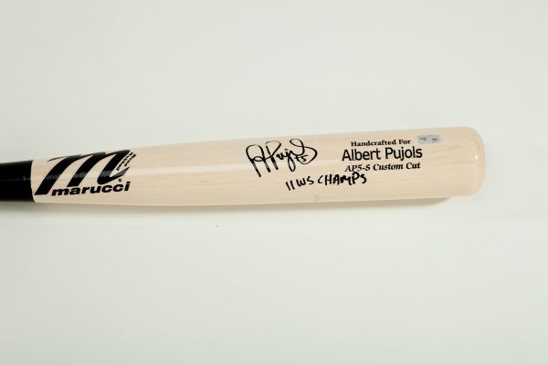 ALBERT PUJOLS MODEL MARUCCI BAT SIGNED WITH "11 WS CHAMPS" INSCRIBED