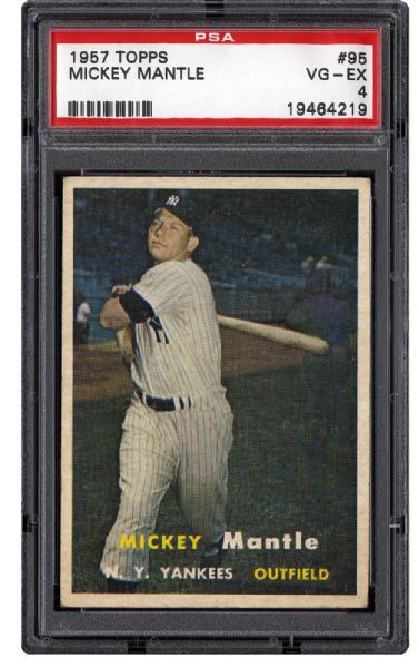 1957 TOPPS #95 MICKEY MANTLE CARD VG-EX PSA 4