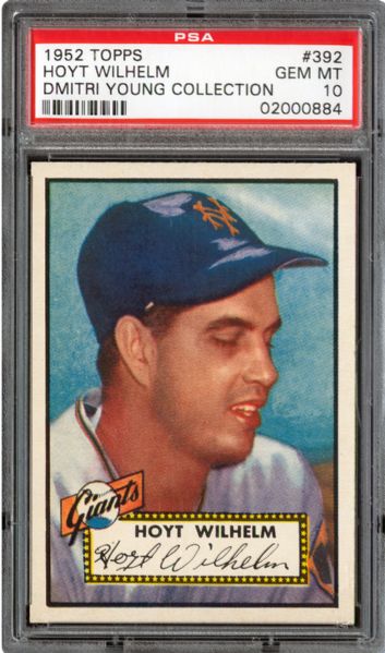 1952 TOPPS #392 HOYT WILHELM GEM MINT PSA 10 (1/1) - DMITRI YOUNG COLLECTION