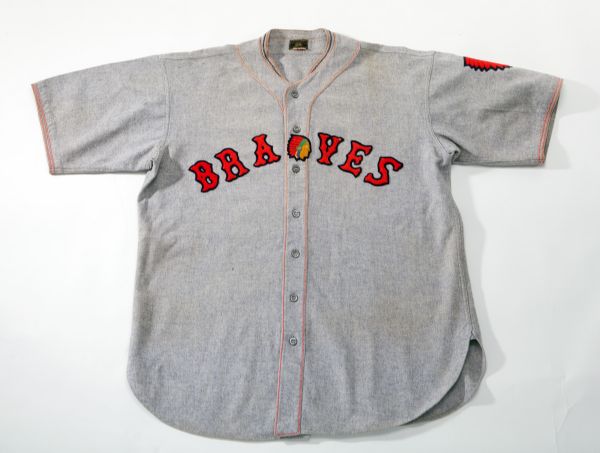 1933-34 WALLY BERGER BOSTON BRAVES GAME WORN ROAD JERSEY WITH POSSIBLE 1935 ATTRIBUTION TO BABE RUTH (BERGER FAMILY LOA, EX-DAVID WELLS COLLECTION)