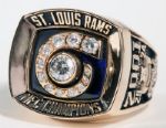 2001 ST. LOUIS RAMS NFC CHAMPIONSHIP RING PRESENTED TO PLAYER TOMMY POLLEY