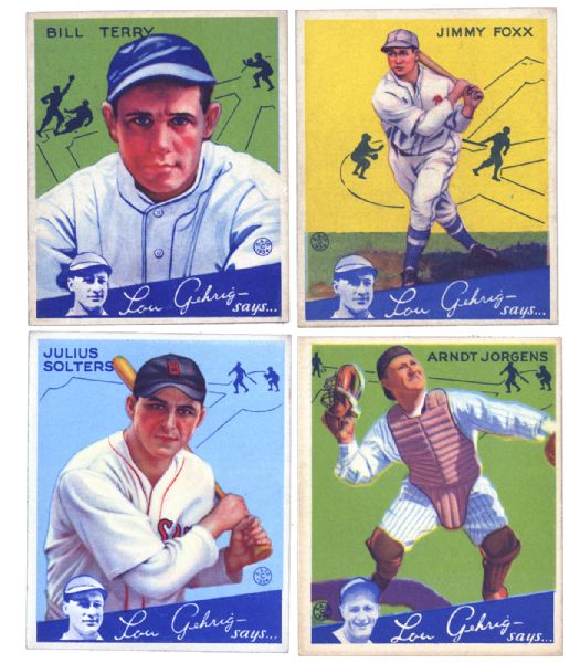 LOT OF (4) 1934 GOUDEY ALTERED CARDS INC JIMMIE FOXX