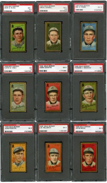 1911 T205 GOLD BORDER EX PSA 5 OR BETTER LOT OF 12 CHICAGO CUBS