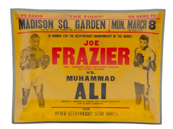 ANGELO DUNDEES ALI/FRAZIER 1 "THE FIGHT OF THE CENTURY" MARCH 8, 1971 GLASS CANDY TRAY