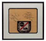 1967 ABC WIDE WORLD OF SPORTS PATCH DISPLAY SIGNED BY MUHAMMAD ALI AND WILT CHAMBERLAIN AT HOWARD COSELL INTERVIEW