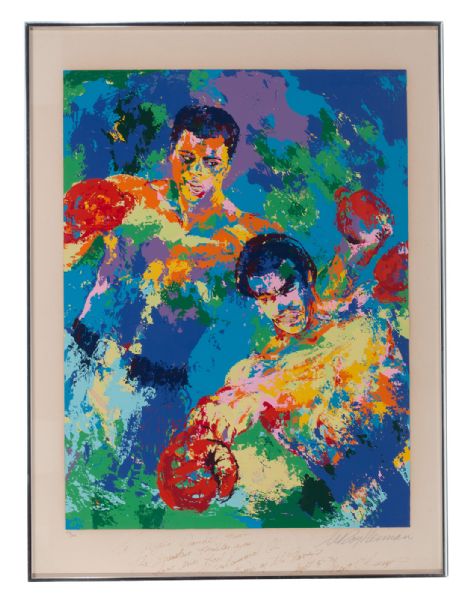 MUHAMMAD ALI AND GEORGE FOREMAN LIMITED EDITION LEROY NEIMAN SIGNED PRINT (24/300) INSCRIBED BY MUHAMMAD ALI AND GIFTED TO ANGELO DUNDEE