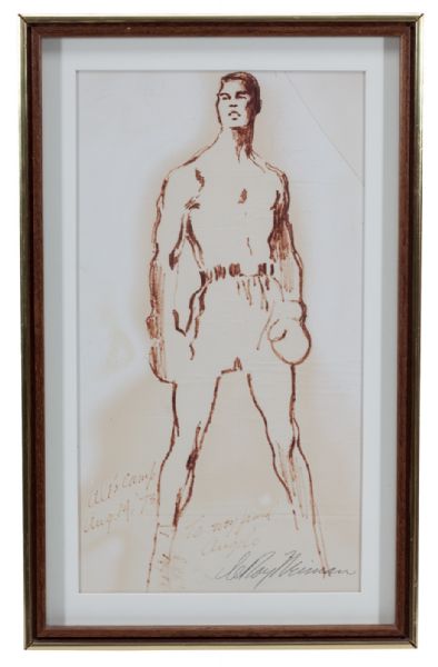 ANGELO DUNDEES MUHAMMAD ALI ORIGINAL ARTWORK BY LEROY NEIMAN SIGNED AND INSCRIBED TO HIM BY NEIMAN