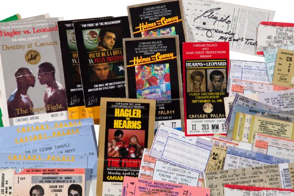 ANGELO DUNDEES LOT OF (34) PERSONAL FIGHT TICKETS AND STUBS