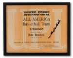 JOHN HAVLICEK’S SIGNED 1962 OHIO STATE UPI FIRST TEAM ALL-AMERICAN BASKETBALL CERTIFICATE (HAVLICEK LOA) 