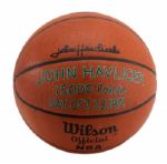 JOHN HAVLICEK’S 1971 SIGNED OFFICIAL WILSON NBA GAME BASKETBALL USED TO SCORE 15,000TH POINT (HAVLICEK LOA)