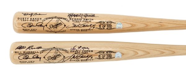 STEVE GARVEYS PAIR OF LOS ANGELES DODGERS RECORD SETTING INFIELD AND 30 HOME RUN HITTERS AUTOGRAPHED LIMITED EDITION COMMEMORATIVE BATS (GARVEY LOA) 