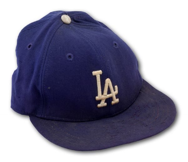 STEVE GARVEYS 1982 SIGNED LAST LOS ANGELES DODGERS PROFESSIONAL MODEL GAME-WORN CAP (GARVEY LOA) 