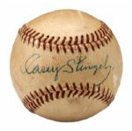 CASEY STENGEL SINGLE SIGNED ONL (GILES) BASEBALL ATTRIBUTED TO 1961 ALL-STAR GAME AT CANDLESTICK PARK