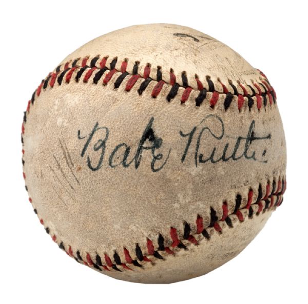 CIRCA 1930S BABE RUTH DOUBLE SIGNED BASEBALL 