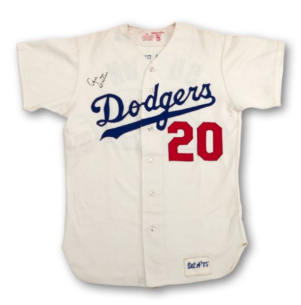 1975 DON SUTTON LOS ANGELES DODGERS GAME WORN AND SIGNED HOME JERSEY (MEARS A9)