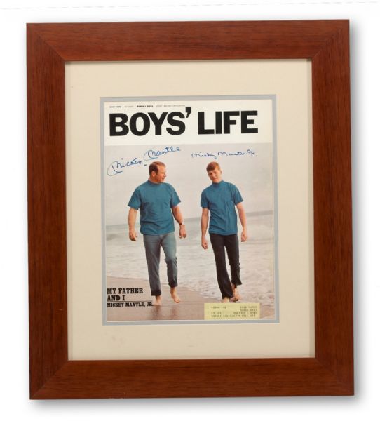 MICKEY MANTLE AND MICKEY MANTLE JR. DUAL SIGNED COPY OF JUNE, 1969 BOYS LIFE MAGAZINE