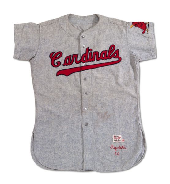 1956 RIP REPULSKI ST. LOUIS CARDINALS GAME WORN ROAD JERSEY - ONE YEAR STYLE (DELBERT MICKEL COLLECTION)
